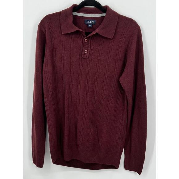 Arnold Palmer Other - Arnold Palmer Burgundy Polo Sweater‎ Small Ribbed Knit Collar